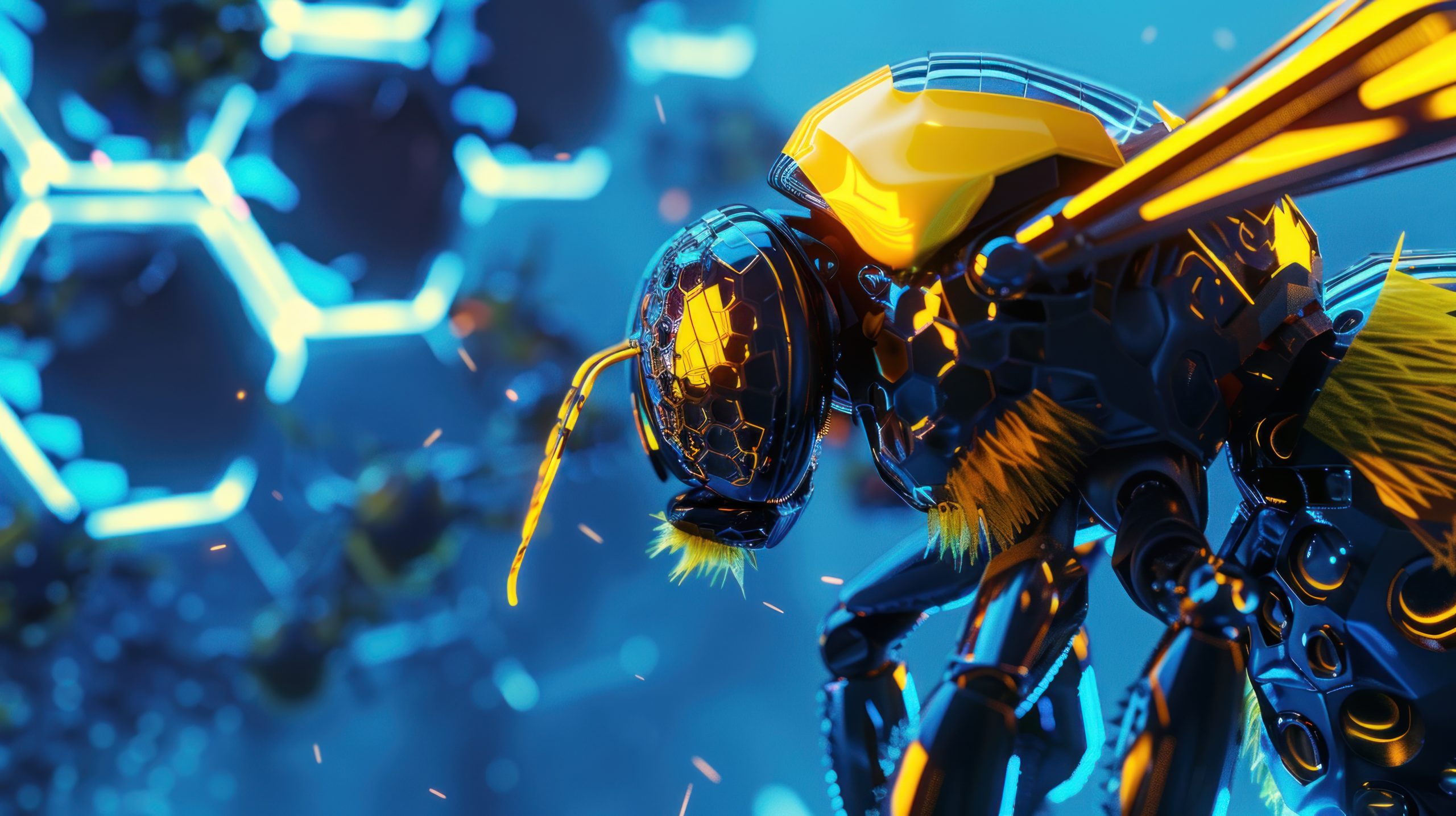 Cyber ​​yellow bee robot